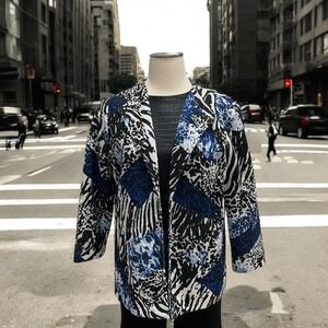 Alfred Dunner Womens 14P‎ Abstract Animal Print Jacket Casual Chic Office Light